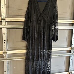Elegant Black Lace Maxi dress romper